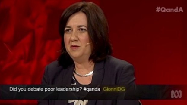 Queensland Premier Annastacia Palaszczuk responds to a question on the ABC's Q&A program.