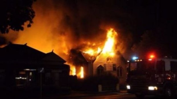 The Presbyterian church on Pakington Street was destroyed by fire on Friday morning.