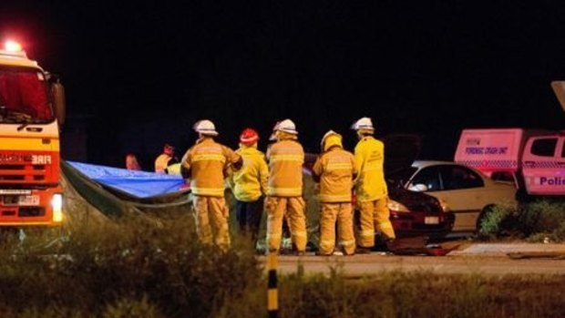 Three people aged in their 70s died in this crash at Helidon Spa on the Warrego Highway on Friday night.