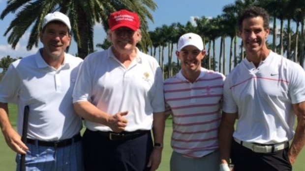 On the course: Donald Trump and Rory McIlroy.