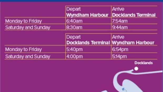 The first timetable for the trial ferry service.