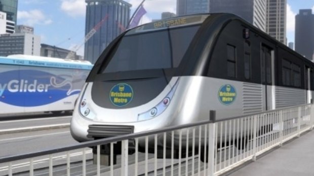 Lord Mayor Graham Quirk's proposed Brisbane metro service would not require overhead wires, with all electrification built within the track system. 
