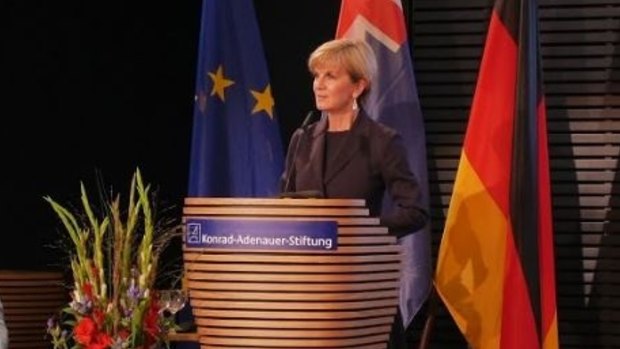 Julie Bishop speaking at the Konrad Adenauer Foundation in Berlin.