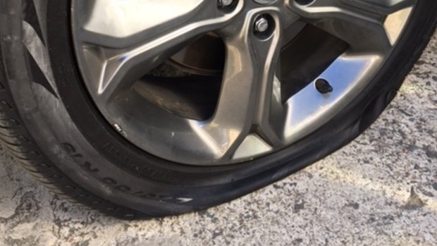 Vehicles parked outside the production had their tyres slashed on Saturday night.