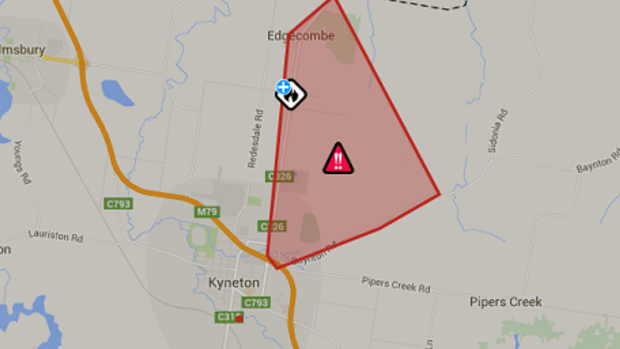 An emergency fire warning has been issued for residents in Edgecombe, Woodleigh Heights, Bald Hill and Kyneton.