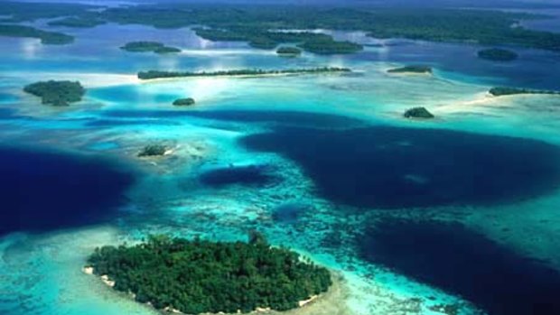 Dazzling ... the blues and greens of the Pacific surrounding the Solomon Islands.
