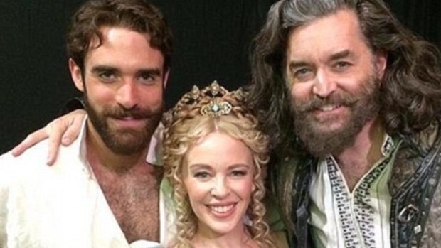 Joshua Sasse, left, Kylie and Timothy Omunsdon from Galavant. 