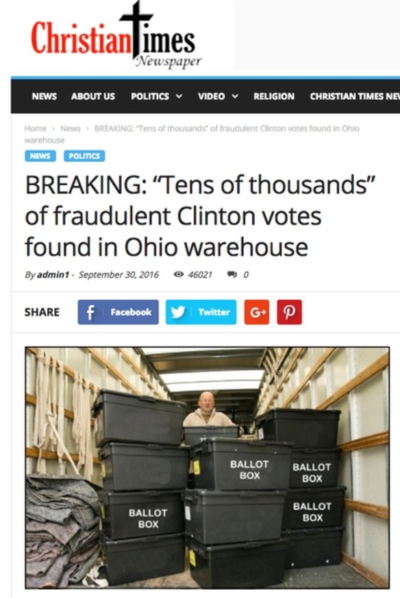 A screen shot of a fake article on Cameron Harrisâs website.