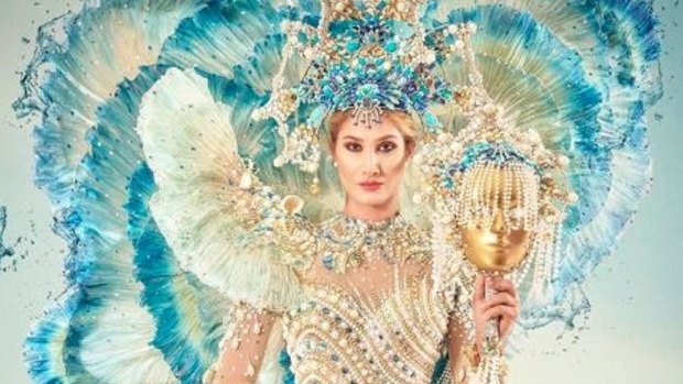 Miss Universe Venezuela Mariam Habach will be donning a costume made to resemble Yemaya, an ocean goddess that's thought to be the mother of all living creatures (pearls included).