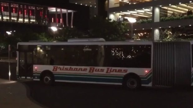A bendy-bus took over 15 minutes to turn around on Russell Street in South Brisbane on Saturday night.