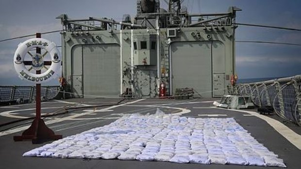 Seized heroin on board the HMAS Melbourne.