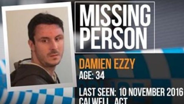 Damien Ezzy was reported missing from Calwell at midnight on Thursday.