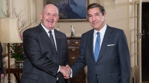Spain's Ambassador to Australia Manuel Cacho Quesada, with Governor-General Sir Peter Cosgrove.
