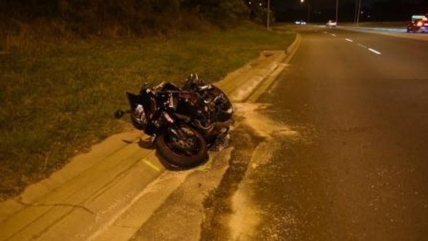 The motorcycle involved in a fatal collision in Fadden on Tuesday night.