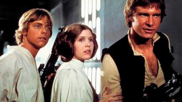 Mark Hamill, Carrie Fisher and Harrison Ford in the original Star Wars. 