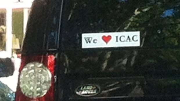 Hearts: Bumper stickers in support of ICAC are a sign of its popularity with the public.