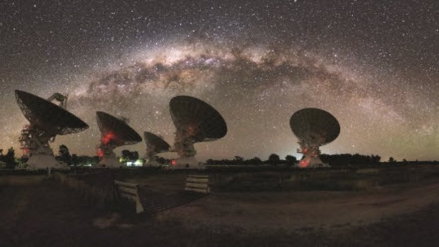 Under the Milky Way: the Australia Telescope Compact Array near Narrabri.