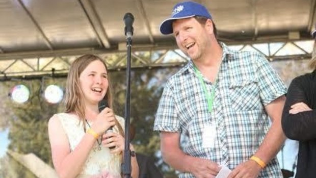 Scott Windsor with his daughter Jess at the first Gundaroo Music Festival in 2013. 