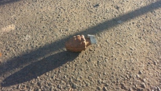 The "pineapple" grenade found in a car park in Griffith's main street.