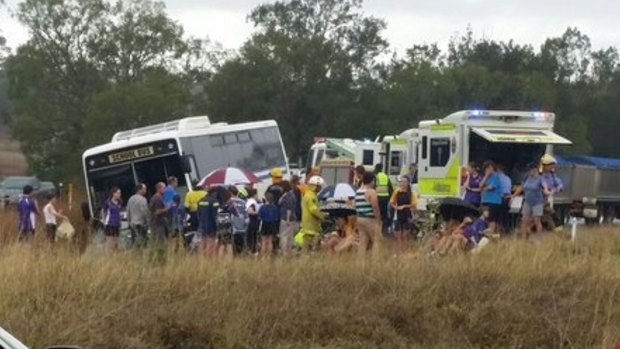 Seven children have been left with minor injuries following a school bus crash in Calliope