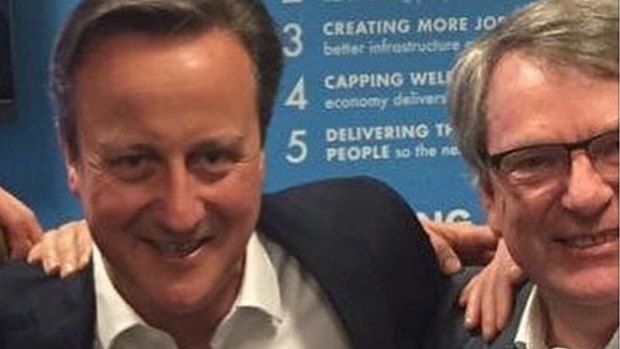 British Prime Minister David Cameron with Lynton Crosby. 