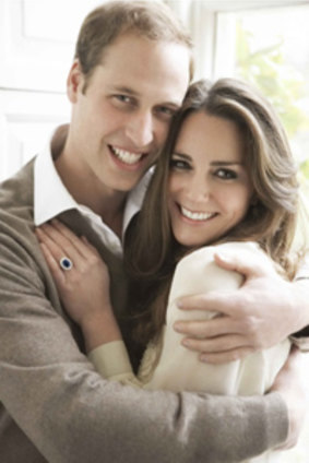 Prince William and Kate Middleton looking relaxed in one of their official engagement photos taken by Mario Testino.