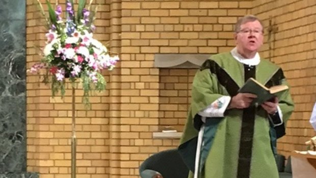 Father Walshe conducts Mass in October after returning from Ireland