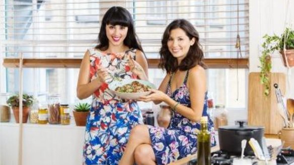 Melissa and Jasmine Hemsley share a bowl of lamb and carrot meatballs with salad.