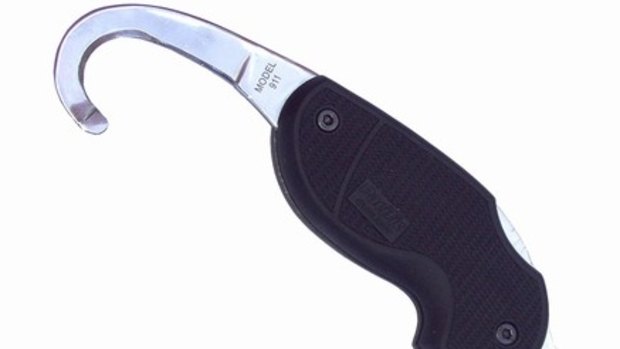 Nauru workers carry knives similar to this one, known as a Hoffman 911 Rescue Tool, to cut down people who attempt to hang themselves.