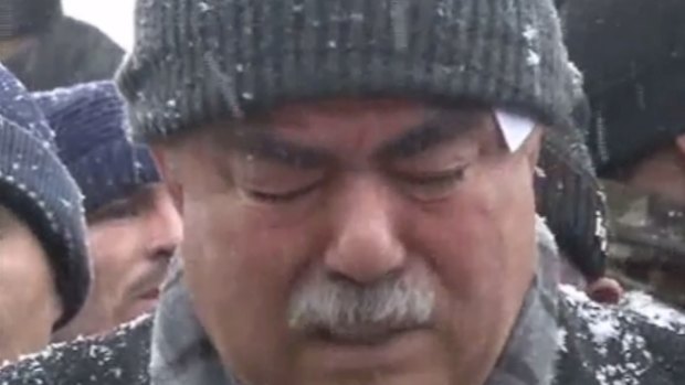 Afghan Vice-President Abdul Rashid Dostum is seen weeping during a song rendition on the day of the alleged abduction. 