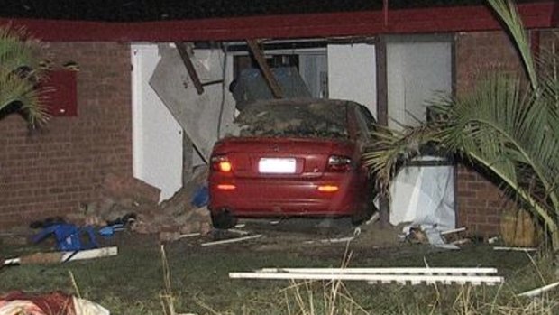 The car embedded in the house after the Mirrabooka incident.