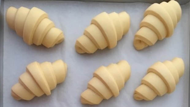 Croissants ready for baking.