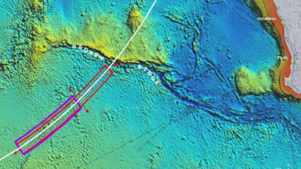 The purple area marks the remaining search location for MH370.
