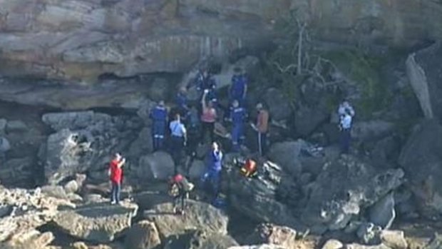 Emergency services were called to Freshwater Beach after a man fell off a cliff.