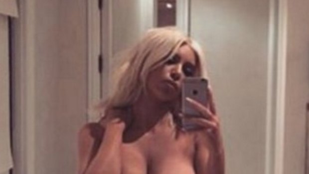 Kim Kardashian West pictured in her own bathroom at an unknown date.

