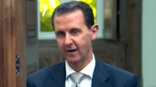Syrian President Bashar al-Assad being interviewed by AFPTV in April.
