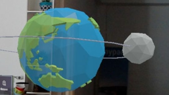 A model of the Earth and Moon which you can reach out and touch.