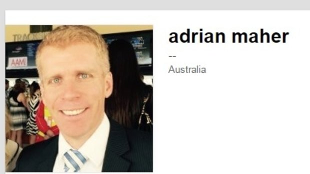 The LinkedIn profile of Adrian Maher, who features in the Higgins "fake family".