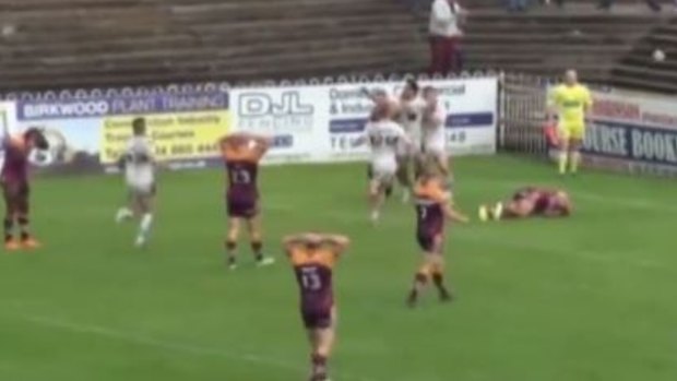 Nightmare scenario: The body language of the Batley Bulldogs players (maroon) says it all.