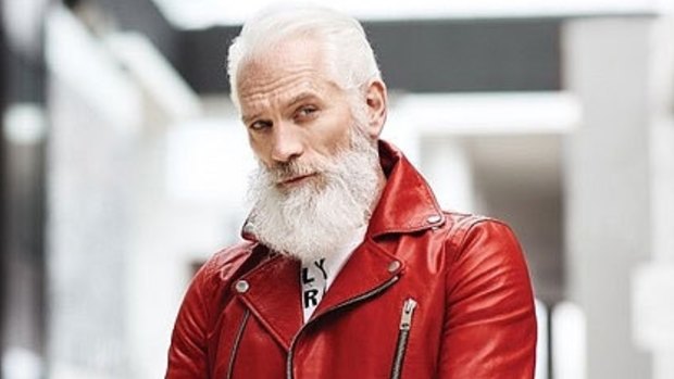 Merry Christmas to you! Fashion Santa played by model Paul Mason at Yorkdale Mall, Toronto, Canada.