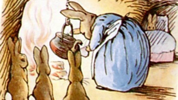 Furry tale: Mrs Rabbit with her children in the classic Beatrix Potter book <i>The Tale of Peter Rabbit</i>.