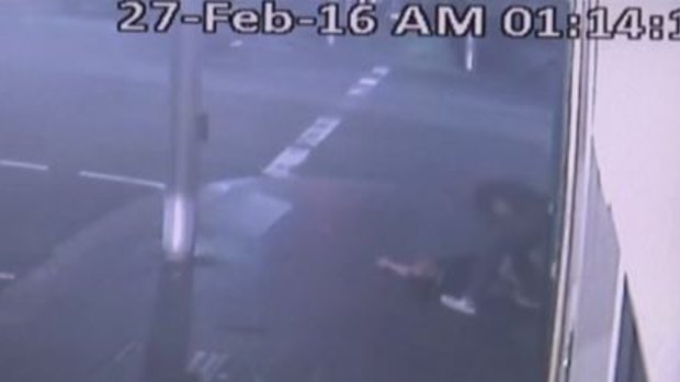 CCTV shows a man after he was punched to the ground in an attack in Sydney's CBD.