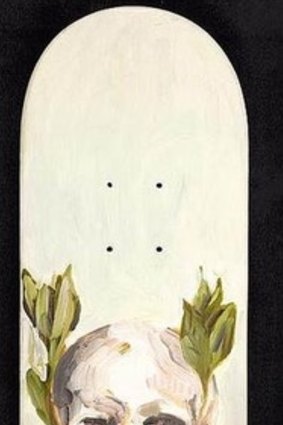 Ricky Swallow's 'Skull and Bay leaves', oil on plywood skate deck.