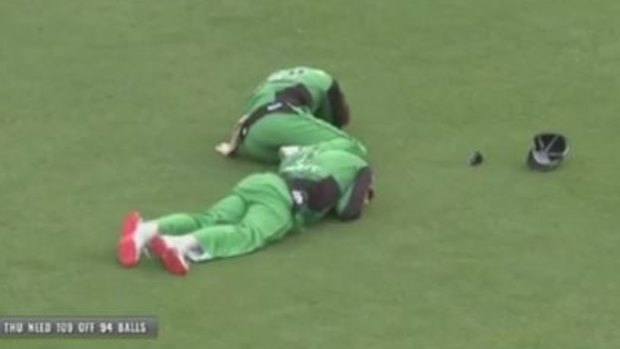 Adam Zampa and Tom Triffitt crashed into each other in the BBL practice match.