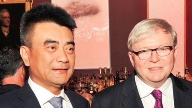 Kevin Rudd and Weigong Zhang of Sunshine Insurance Group, the major shareholder in the Maxfield company group. 