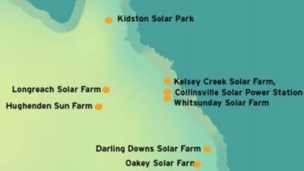 Proposed sites for Queensland's solar farms.