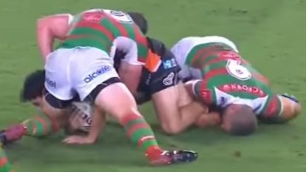 Farah business: The Wests Tigers aren't happy with Robbie Farah's tackle on Mitchell Moses.