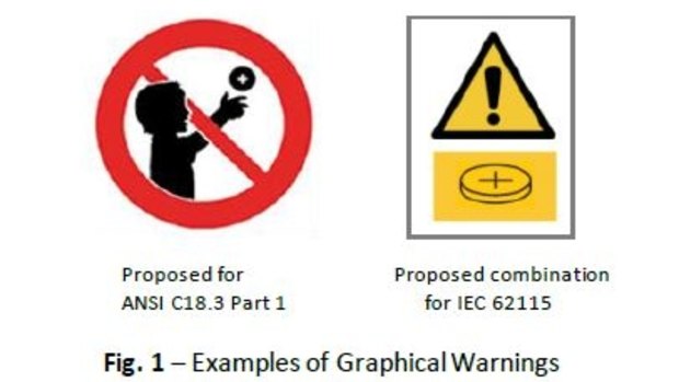 A new industry code advises warnings to be placed adjacent to the instruction for replacing batteries on packaging. 