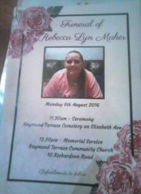 The order of service from Rebecca Maher's funeral.
