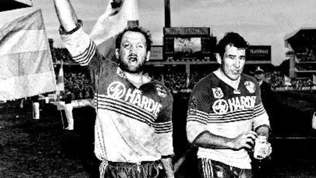 Ray Price and Mick Cronin taste premiership success under coach John Monie in 1986.